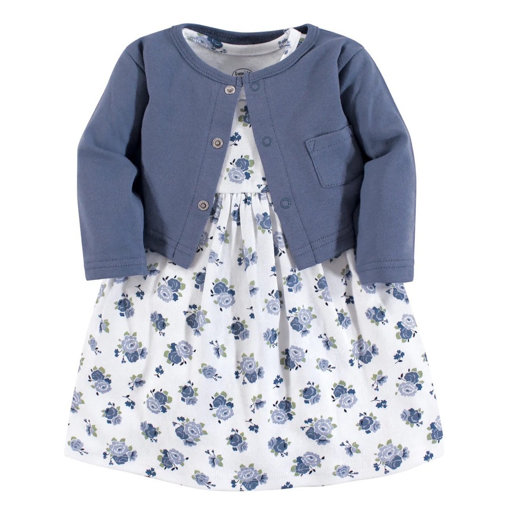 NWT Luvable Friends Girls Dress & Cardigan Set Size MD 3-6Months